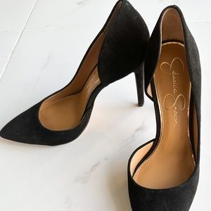 Jessica Simpson D'Orsay Pump Heel Black Suede 8